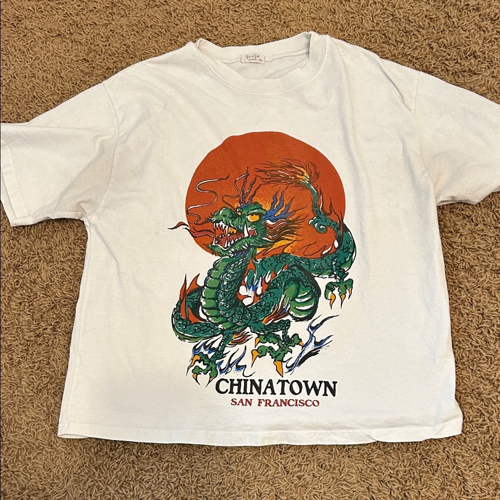 Brandy Melville White Tee with Dragon Print